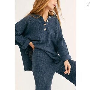 Free People Hailee Navy Heather Sweater